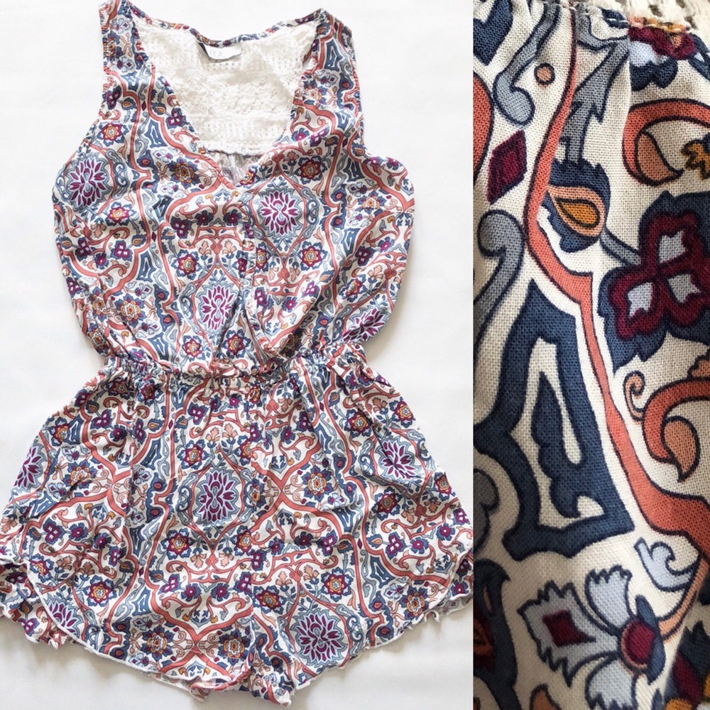 JoeBenbassett kaleidoscope romper with lace insert